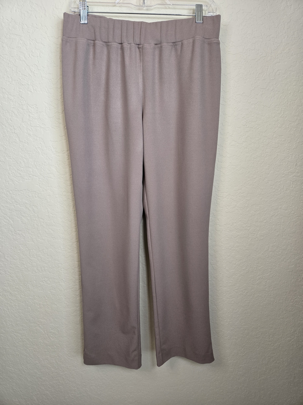 Ming Wang Soft Mauve (JAV) Straight-Leg Elastic Waist Pants With Slit